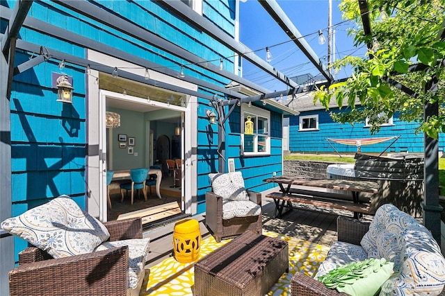 805 11th St, Bellingham, WA 98225 - view of patio with an outdoor hangout area and a pergola