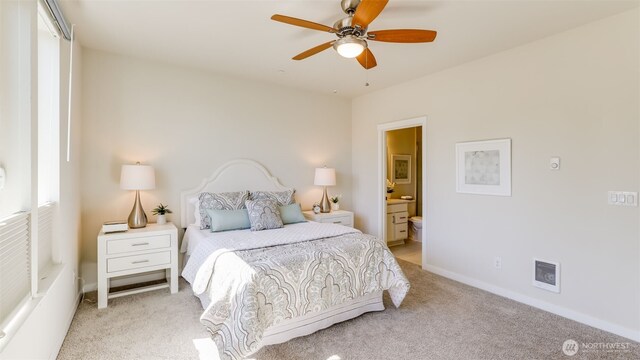 14528 35th Ave NE, Lake Forest Park, WA 98155 - bedroom featuring carpet flooring, ensuite bathroom, and ceiling fan