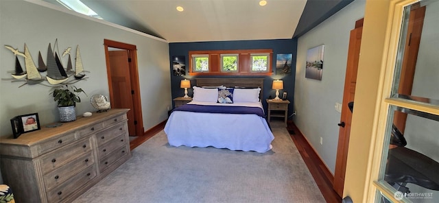 8145 Chehalis Rd, Blaine, WA 98230 - bedroom with vaulted ceiling, carpet floors, and baseboards