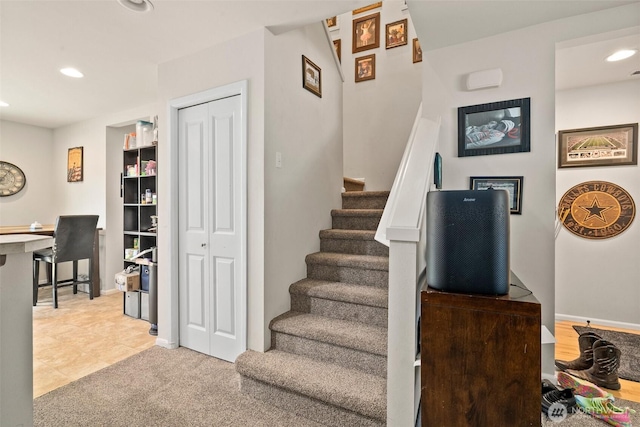 6600 Carolina St SE, Lacey, WA 98513 - stairs with recessed lighting, carpet, and baseboards