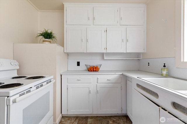4191 N Imperial Ln, Oak Harbor, WA 98277 - kitchen featuring electric stove, white cabinetry, and light countertops