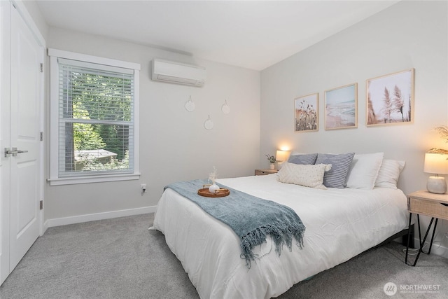 8367 Dolphin Way, Maple Falls, WA 98266 - bedroom featuring a wall mounted air conditioner, carpet, and baseboards