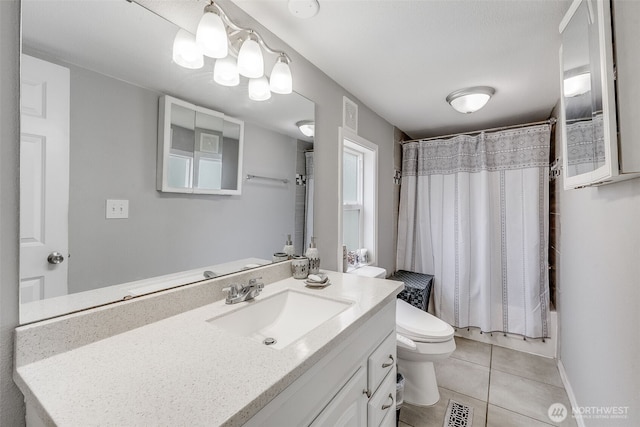 16210 118th Avenue Ct E, Puyallup, WA 98374 - bathroom featuring toilet, vanity, tile patterned flooring, and shower / bath combination with curtain