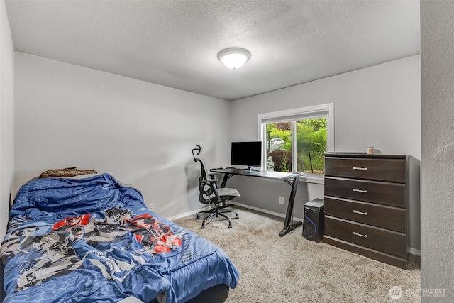 16210 118th Avenue Ct E, Puyallup, WA 98374 - bedroom featuring carpet flooring, baseboards, an office area, and a textured ceiling