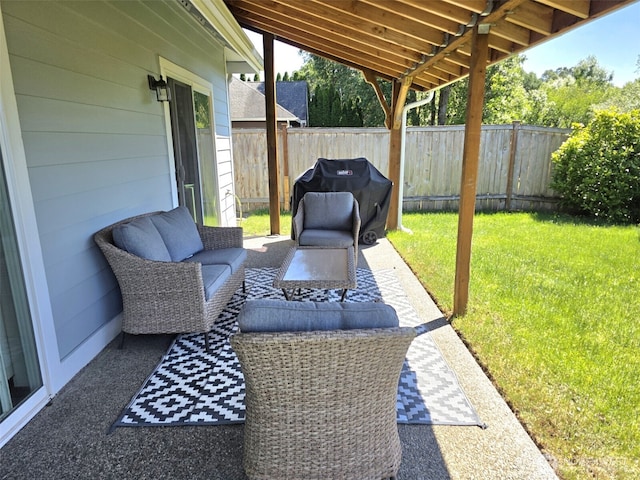10127 Terra Valley St SE, Yelm, WA 98597 - view of patio with a grill and an outdoor living space