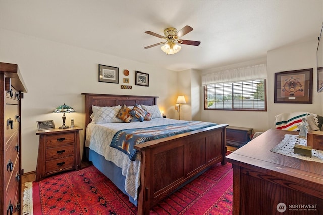 14406 144th St E, Orting, WA 98360 - bedroom featuring dark wood-style floors and ceiling fan