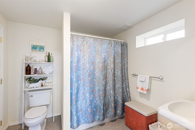 37981 Hood Canal Dr NE, Hansville, WA 98340 - bathroom with toilet and a shower with curtain