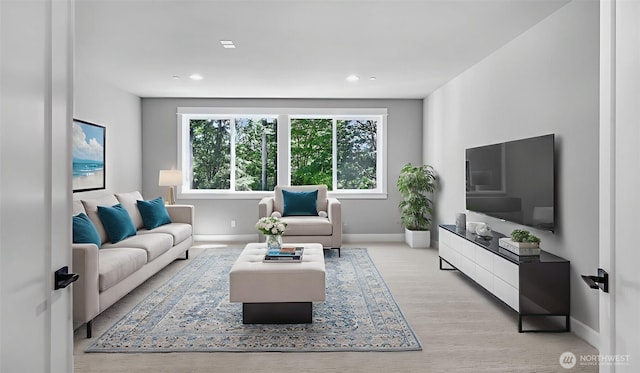 1542 213th Ct NE, Sammamish, WA 98074 - living area featuring baseboards, light wood finished floors, and recessed lighting