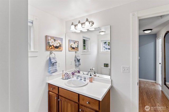 1747 Parade Grounds Ave NE, Bainbridge Island, WA 98110 - bathroom featuring vanity and wood finished floors