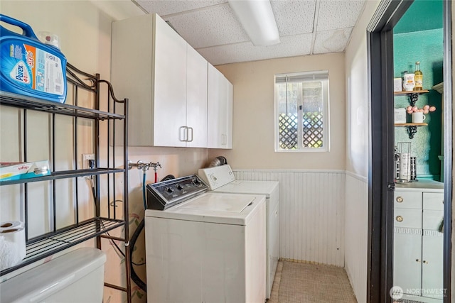 29103 46th Pl S, Auburn, WA 98001 - laundry area featuring cabinet space, washing machine and dryer, and wainscoting