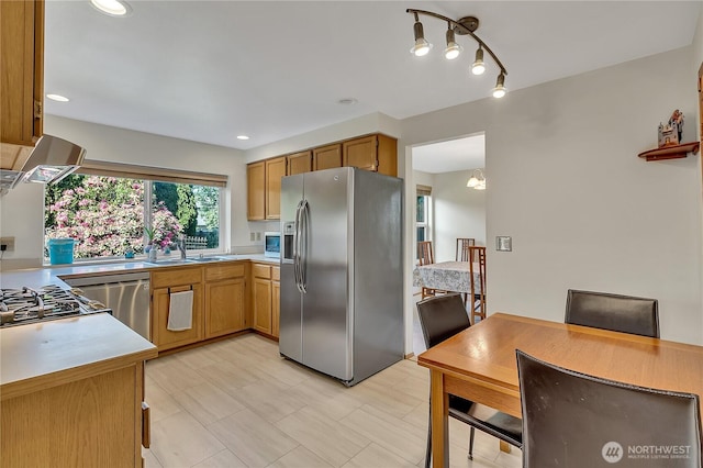1102 SW 348th Pl, Federal Way, WA 98023 - kitchen with stainless steel appliances, light countertops, a sink, and island range hood