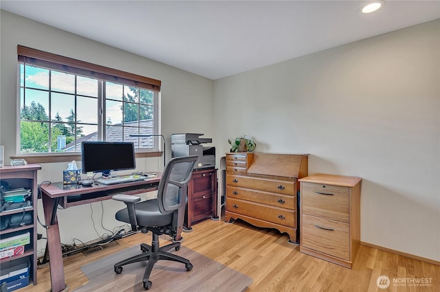 1102 SW 348th Pl, Federal Way, WA 98023 - home office with light wood-style floors, recessed lighting, and baseboards