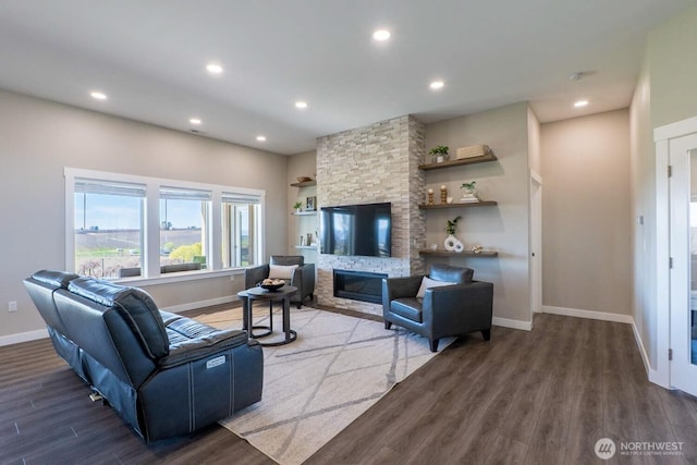 26602 N Rothrock Rd, Prosser, WA 99350 - living room with wood finished floors, recessed lighting, and a fireplace