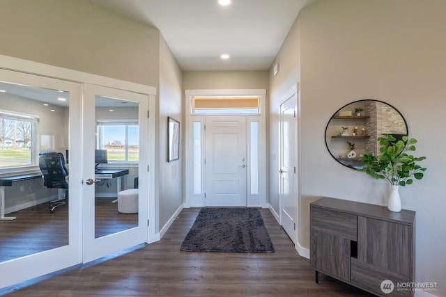 26602 N Rothrock Rd, Prosser, WA 99350 - foyer featuring dark wood finished floors, french doors, and recessed lighting