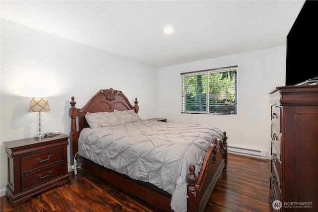31012 151st Ave SE, Kent, WA 98042 - bedroom featuring a baseboard radiator, dark wood-style flooring, and recessed lighting