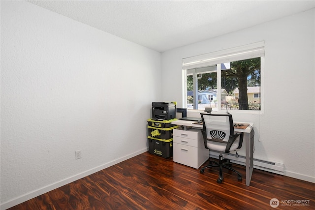 31012 151st Ave SE, Kent, WA 98042 - home office with dark wood finished floors, baseboards, and a baseboard heating unit