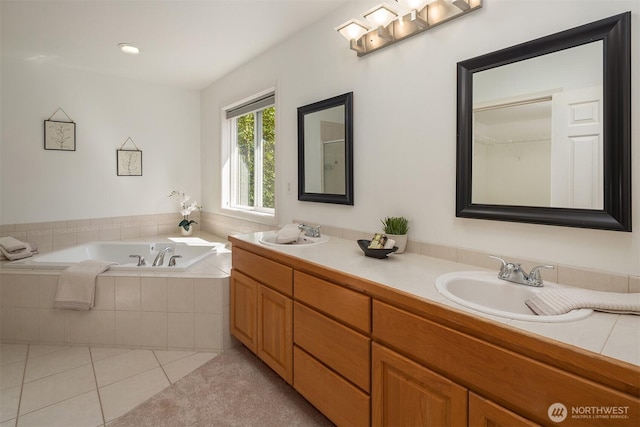 328 210th St SE, Bothell, WA 98021 - full bath featuring tile patterned floors, a bath, and double vanity