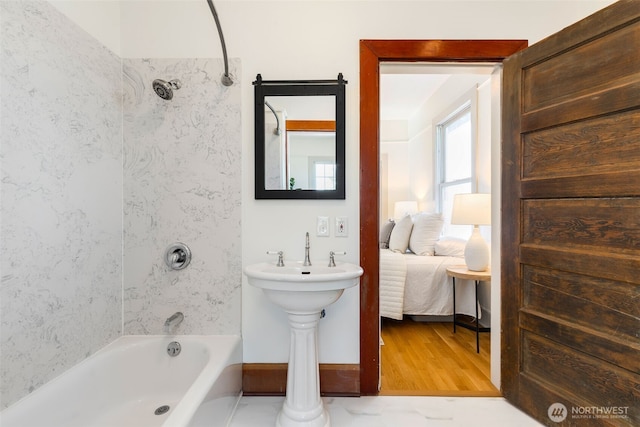4340S Bennett, Seattle, WA 98118 - full bath featuring shower / bath combination, wood finished floors, and ensuite bathroom