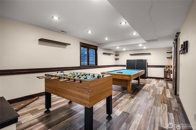 12925 206th Ave NE, Woodinville, WA 98077 - playroom featuring wood finished floors, recessed lighting, baseboards, and billiards table