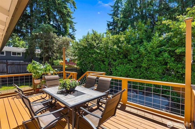 9541 Joann Ave NE, Olympia, WA 98516 - deck featuring outdoor dining area and a fenced backyard