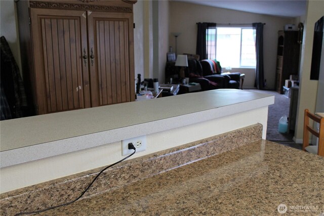 153 NW Quincy Pl, Soap Lake, WA 98851 - kitchen with light countertops and lofted ceiling