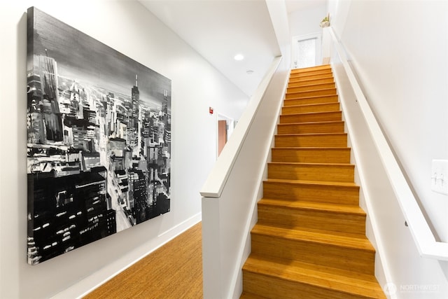 615 E Pike St Unit 306, Seattle, WA 98122 - staircase with wood finished floors