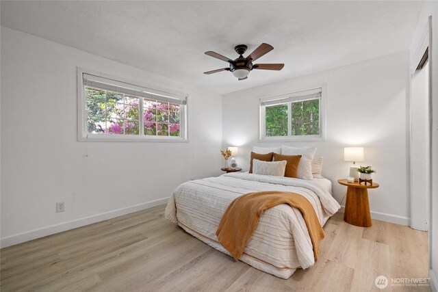 1315 SW 310th St, Federal Way, WA 98023 - bedroom with wood finished floors, baseboards, and a ceiling fan