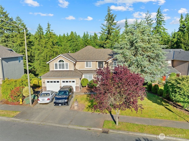 35426 8th Ave SW, Federal Way, WA 98023 - view of front of home with concrete driveway, a garage, a front yard, and roof with shingles