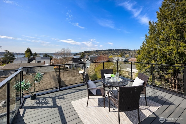 1002 N 31st St, Renton, WA 98056 - wooden deck with a residential view and outdoor dining area