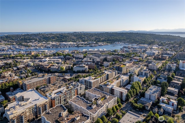 1545 NW 57th St Unit 220, Seattle, WA 98107 - aerial view of property's location with a water and mountain view and nearby urban area