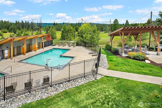 3770 Suncadia Trl Unit 110, Cle Elum, WA 98922 - community pool with a pergola and a patio