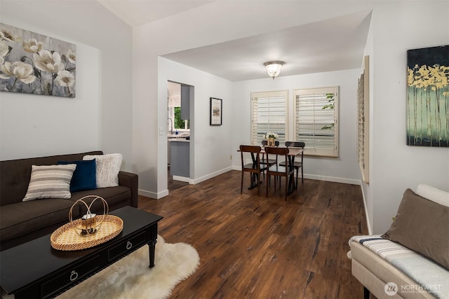 14566 86th Pl NE, Kenmore, WA 98028 - living area with dark wood-type flooring and baseboards
