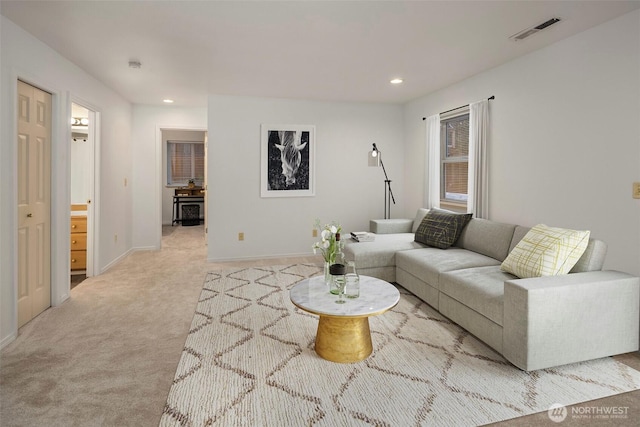 14566 86th Pl NE, Kenmore, WA 98028 - living room featuring carpet floors, recessed lighting, and baseboards