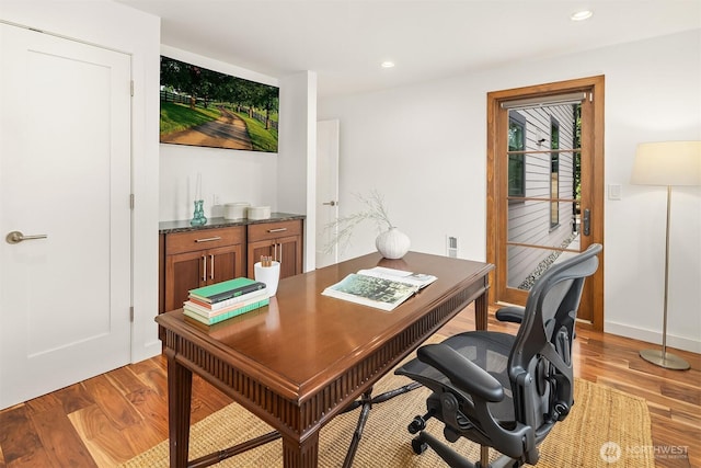 5619 89th Ave SE, Mercer Island, WA 98040 - home office with wood finished floors and recessed lighting