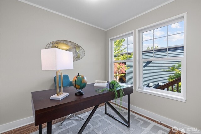 31 Etruria St Unit B, Seattle, WA 98109 - office area featuring baseboards and ornamental molding