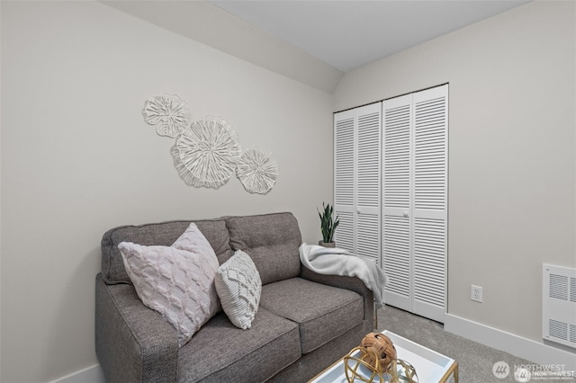 31 Etruria St Unit B, Seattle, WA 98109 - living area with carpet floors, baseboards, and lofted ceiling