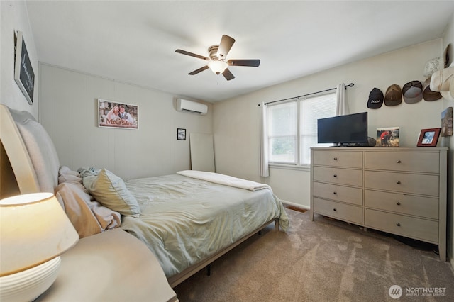 1511 Howard St, Walla Walla, WA 99362 - carpeted bedroom featuring a wall unit AC and a ceiling fan