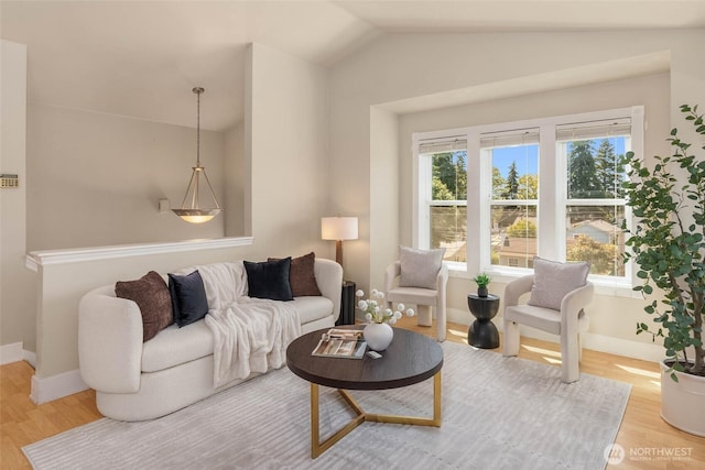 12422 2nd Ave SW, Burien, WA 98146 - living room with wood finished floors, lofted ceiling, and baseboards