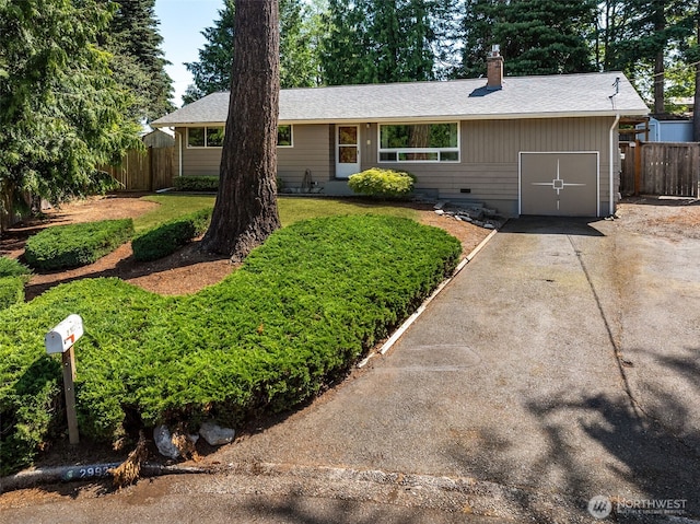29922 5th Ave SW, Federal Way, WA 98023 - ranch-style home with a garage, a chimney, and asphalt driveway
