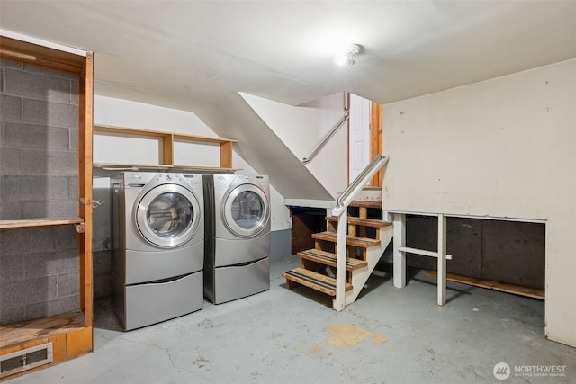 29922 5th Ave SW, Federal Way, WA 98023 - unfinished basement featuring washing machine and clothes dryer and stairway