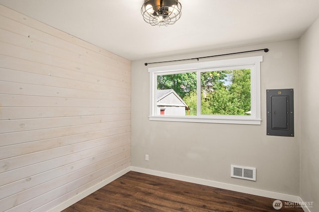 924 1st St, Sultan, WA 98294 - empty room with electric panel, baseboards, and dark wood-style flooring