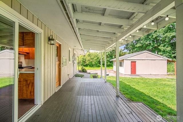 924 1st St, Sultan, WA 98294 - deck with a yard and an outdoor structure