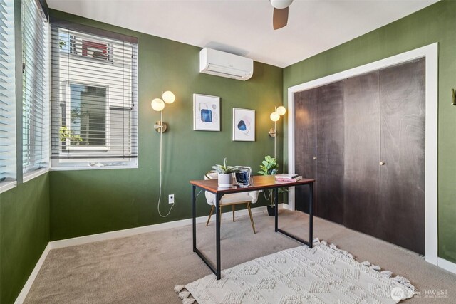 917 29th Ave S, Seattle, WA 98144 - office space featuring an AC wall unit, carpet flooring, and a ceiling fan