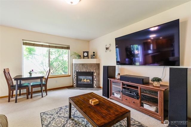 4155 Aurora Loop, Bellingham, WA 98226 - living area with carpet flooring and a tiled fireplace
