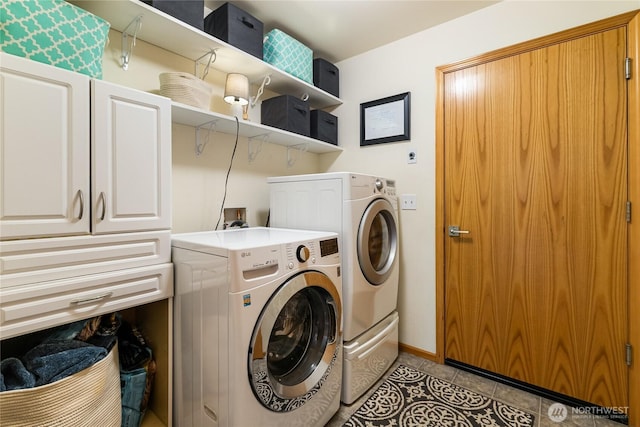 4155 Aurora Loop, Bellingham, WA 98226 - washroom with cabinet space, washer and dryer, and light tile patterned flooring