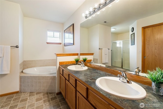 4155 Aurora Loop, Bellingham, WA 98226 - full bathroom with double vanity, a bath, and a stall shower