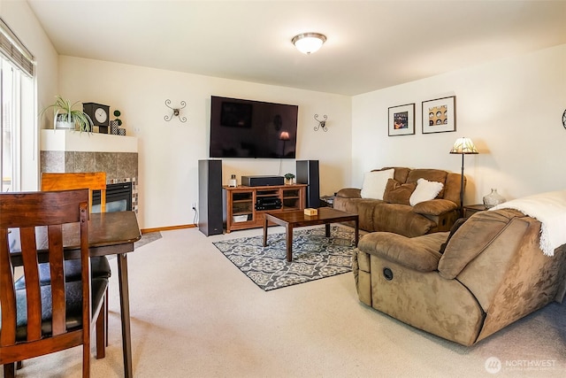 4155 Aurora Loop, Bellingham, WA 98226 - living room featuring carpet floors and a fireplace