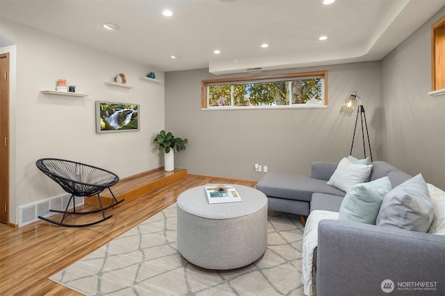 4142 52nd Ave SW, Seattle, WA 98116 - living area featuring wood finished floors and recessed lighting