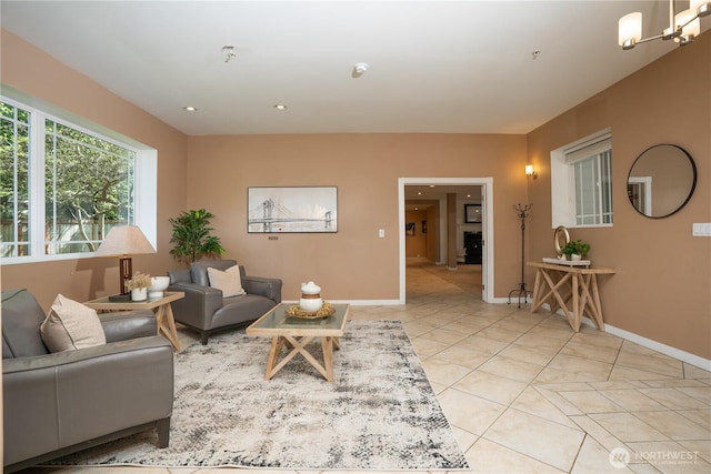 19678 Marine View Dr SW, Normandy Park, WA 98166 - living room with light tile patterned flooring, baseboards, and recessed lighting