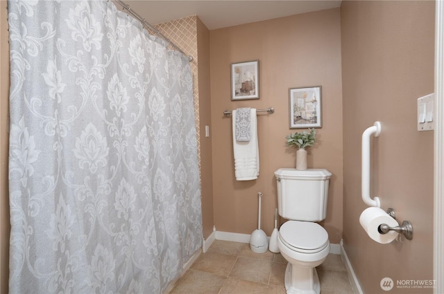 19678 Marine View Dr SW, Normandy Park, WA 98166 - bathroom with toilet, baseboards, tile patterned floors, and a shower with curtain